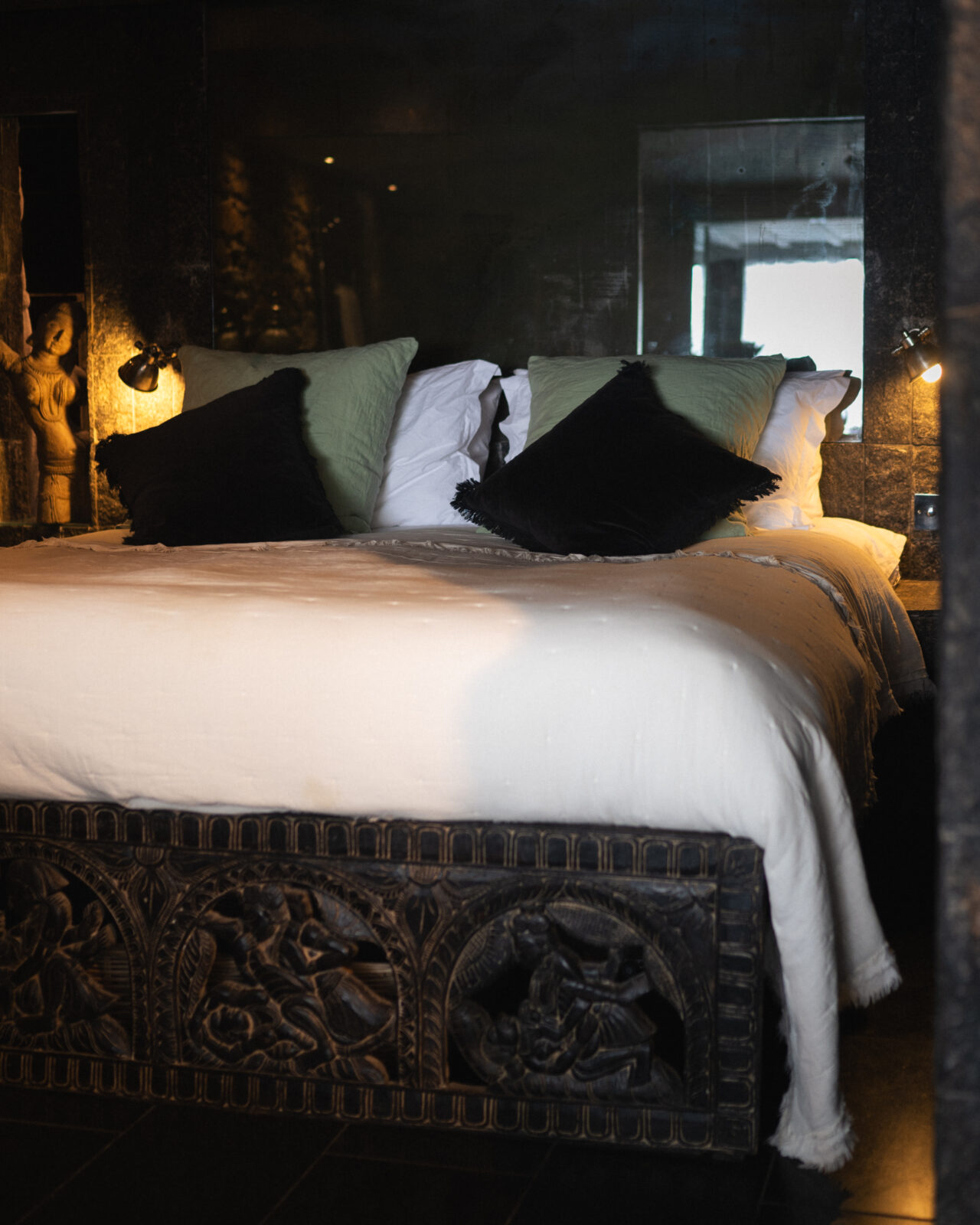 bedroom with pillows on bed