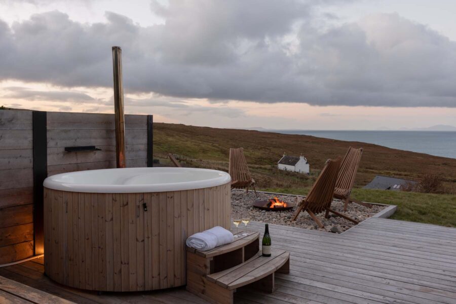 Hot tub with view of isle of skye