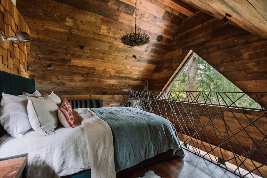 Master Bedroom overlooking triangular window